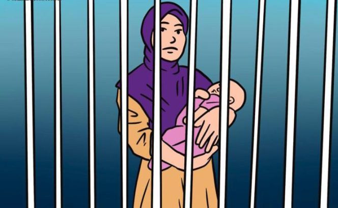 					Ilustrasi Tahanan Seorang Perempuan Sambil Menggendong Anak. (Istimewa)