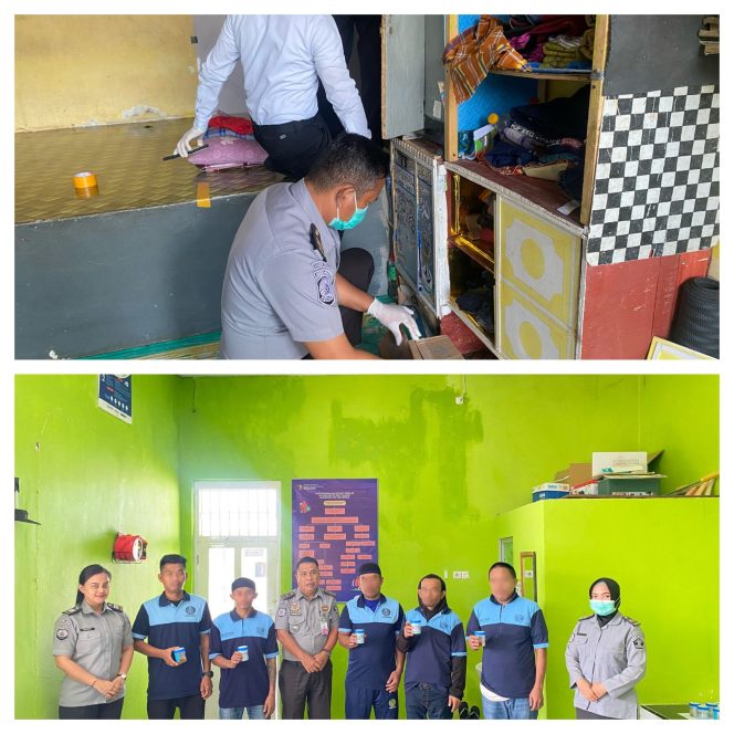 					Penggeledahan Blok Hunian Warga Binaan Rutan Sinjai dan Tes Urine. (Foto: Kolase/ Berita.News)