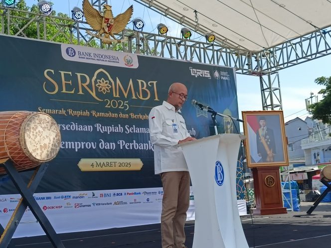 					Kepala Bank Indonesia (BI) Sulsel Rizki Ernadi Wimanda saat kick off Semarak Rupiah Ramadan dan Berkah Idul Fitri (Serambi) di Pelataran Masjid Al Markas (dok.)