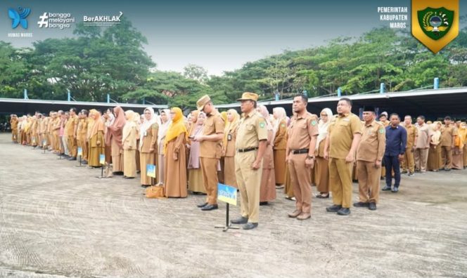 					Apel Perdana ASN Pemkab Maros Usai Libur Lebaran. (Foto: Humas Pemkab Maros)