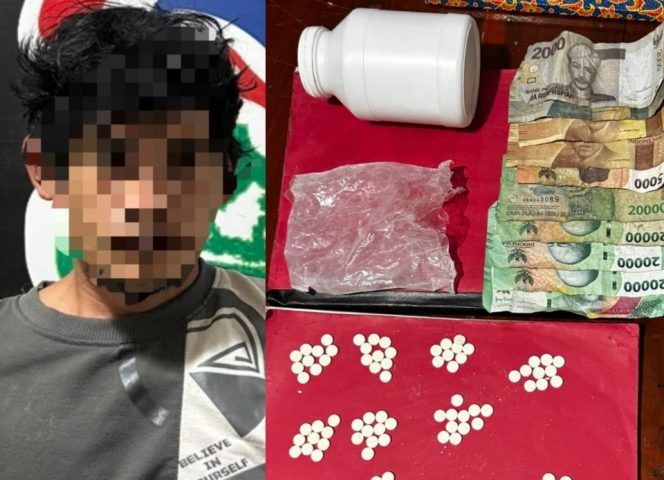 					Pelaku MI Bersama Barang Bukti yang Diamankan Polisi. (Foto: Kolase/ Istimewa)