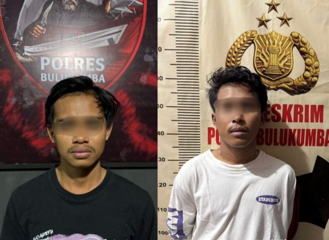					Kedua Terduga Pelaku Diamankan di Mapolres Sinjai. (Foto: Istimewa)