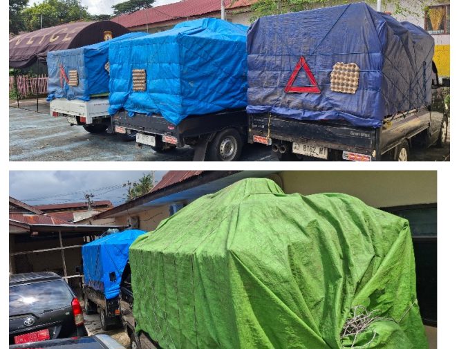 					Lima Unit Mobil Pikap Pengangkut BBM Ilegal Diamankan di Mapolres Sinjai. (Foto: Berita.News/ Syarif)