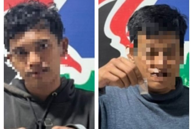 					Dua Terduga Pelaku Diamankan Bersama Barang Bukti di Mapolres Sinjai. (Foto: Kolase/ Berita.News)