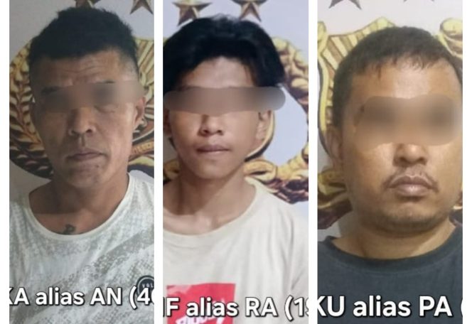 					Tiga Terduga Pelaku Penyalahgunaan Narkoba di Bulukumba. (Foto: Kolase Berita.News)