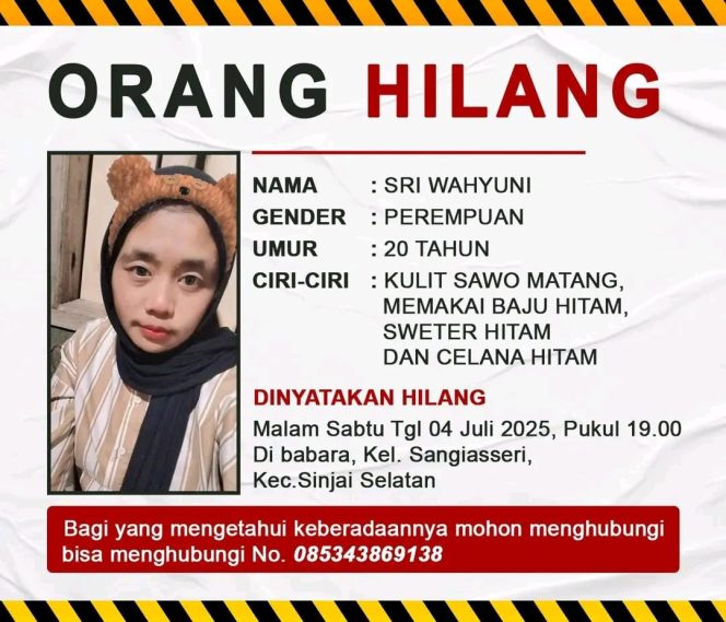 					Usai Beli Pulsa, Gadis 20 Tahun di Sinjai Selatan Dilaporkan Hilang, Keluarga Harap Bantuan Warga