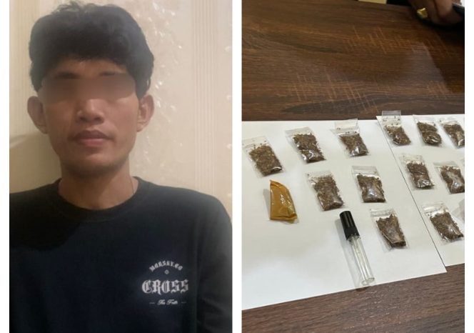 					Pelaku dan Barang Bukti Tembakau Sintetis. (Foto: Kolase Berita.News)