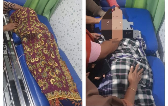 					Kedua Korban Saat Disemayamkan di Puskesmas. (Foto: Kolase Berita.News)