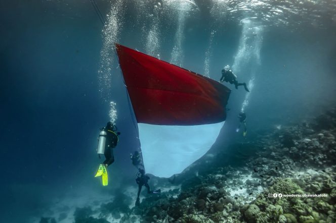 					Pembentangan Bendera Merah Putih terbesar di bawah laut Wakatobi di momen HUT RI ke 80 (dok)