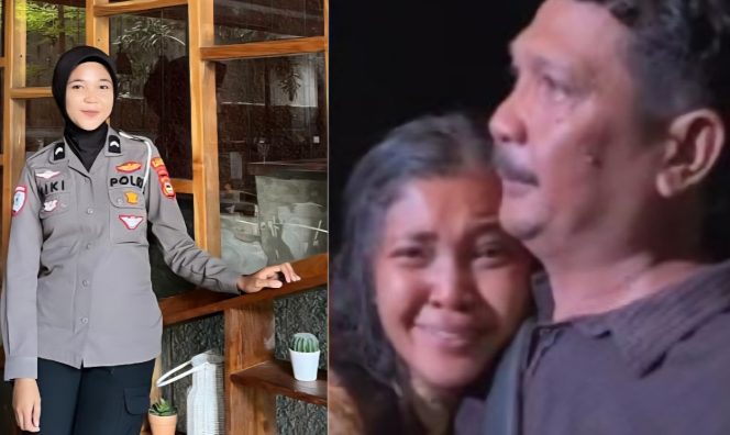 					Bripda Kiki dengan Seragam Polri. (Foto: Kolase/ Istimewa)
