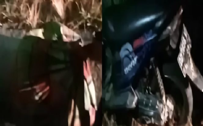 					Motor dan Sarung Terduga Pelaku Pencuri Ayam yang Ditinggal Saat Kabur Usai Beraksi di TKP. (Foto: Kolase Tangkapan Layar Video Amatir)
