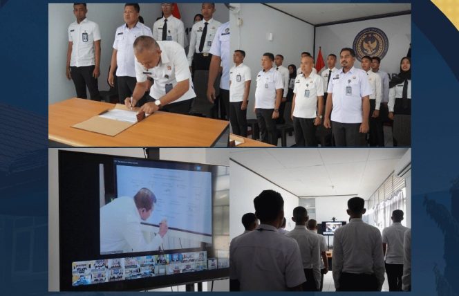 					Penandatanganan Komitmen Bersama Melawan Peredaran Gelap Narkoba, Handphone, dan Barang Terlarang Lainnya di Lapas Maros. (Foto: Istimewa)