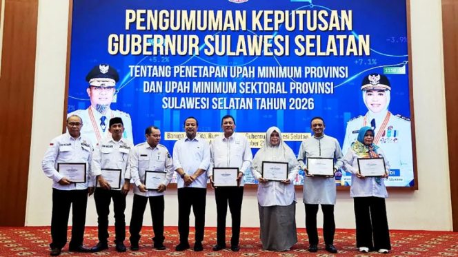 					Pengumuman Kenaikan UMP 2026 yang Disampaikan Gubernur Sulsel Andi Sudirman Sulaiman. (Foto: Ist/ DIsnaker Sulsel)