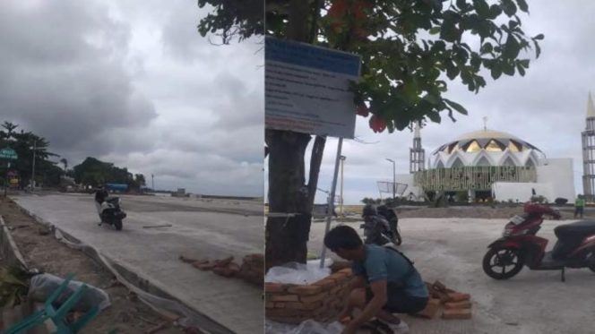 					Penampakan Proyek Rehabilitasi Masjid Terapung Kota Parepare. (Foto: Kolase/ Tim)