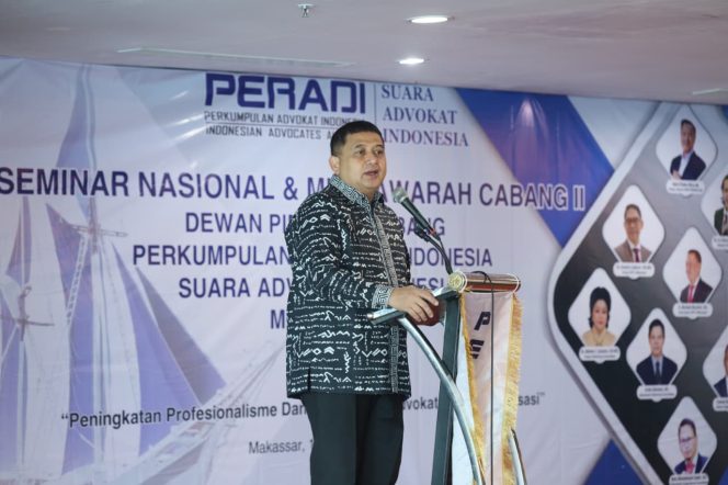 					Wali Kota Makassar Munafri Arifuddin saat hadiri seminar nasional dan musyawarah cabang PERADI (dok)