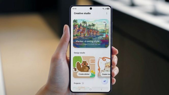 					Tampilan menu utama Creative Studio di Galaxy S26 Series, ruang kreasi terpadu yang memudahkan pengguna membuat kartu ucapan hingga stiker Lebaran personal berbekal kecerdasan Galaxy AI.