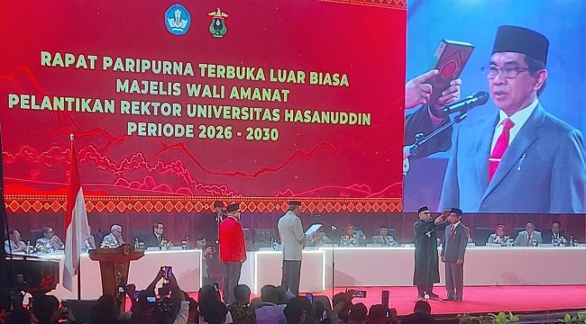 Pelantikan Rektor Universitas Hasanuddin Prof Jamaluddin Jompa untuk periode 2026 - 2030 (dok.)