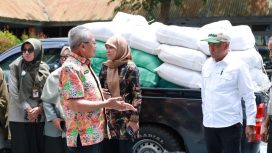 Bantuan Benih Padi diserahkan secara simbolis oleh Muhammad Thamrin kepada Sekretaris Daerah Bulukumba, Muh Ali Saleng. [Foto: Ist]