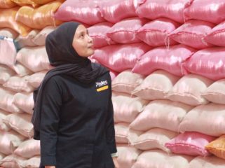 Kepala Cabang Bulog Parepare, Rahmi Mangerang Melakukan Pengecekan Stok. [Foto: Berita.News/ Wahyu AS]