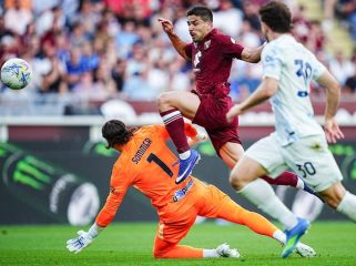 Giovanni Simeone mencetak gol dalam laga Liga Italia antara Torino vs Inter Milan, di Stadio Olimpico di Torino, 26 April 2026 (c) Spada/LaPresse via AP