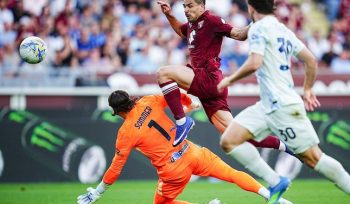 Giovanni Simeone mencetak gol dalam laga Liga Italia antara Torino vs Inter Milan, di Stadio Olimpico di Torino, 26 April 2026 (c) Spada/LaPresse via AP