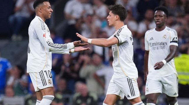 Pemain Real Madrid rayakan kemenangan. AP Photo/Manu Fernandez