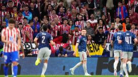 Selebrasi Viktor Gyokeres di laga Atletico Madrid vs Arsenal di Liga Champions, Kamis (30/4/2026). (c) AP Photo/Jose Breton