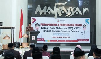 Wali Kota Makassar, guyur bonus kafilah MTQ Makassar. Ist