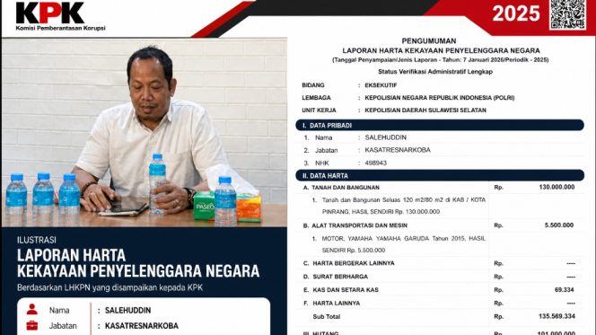 					Laporan Harta Kekayaan Kasat Narkoba Polres Bulukumba, AKP Salehuddin. [Foto: Ist]